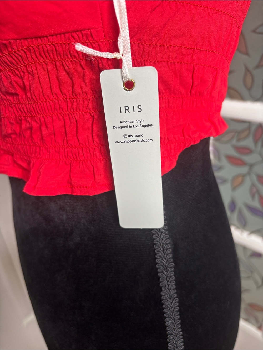 iris Red Smocked Ruffle Crop Top - Picture 3 of 8